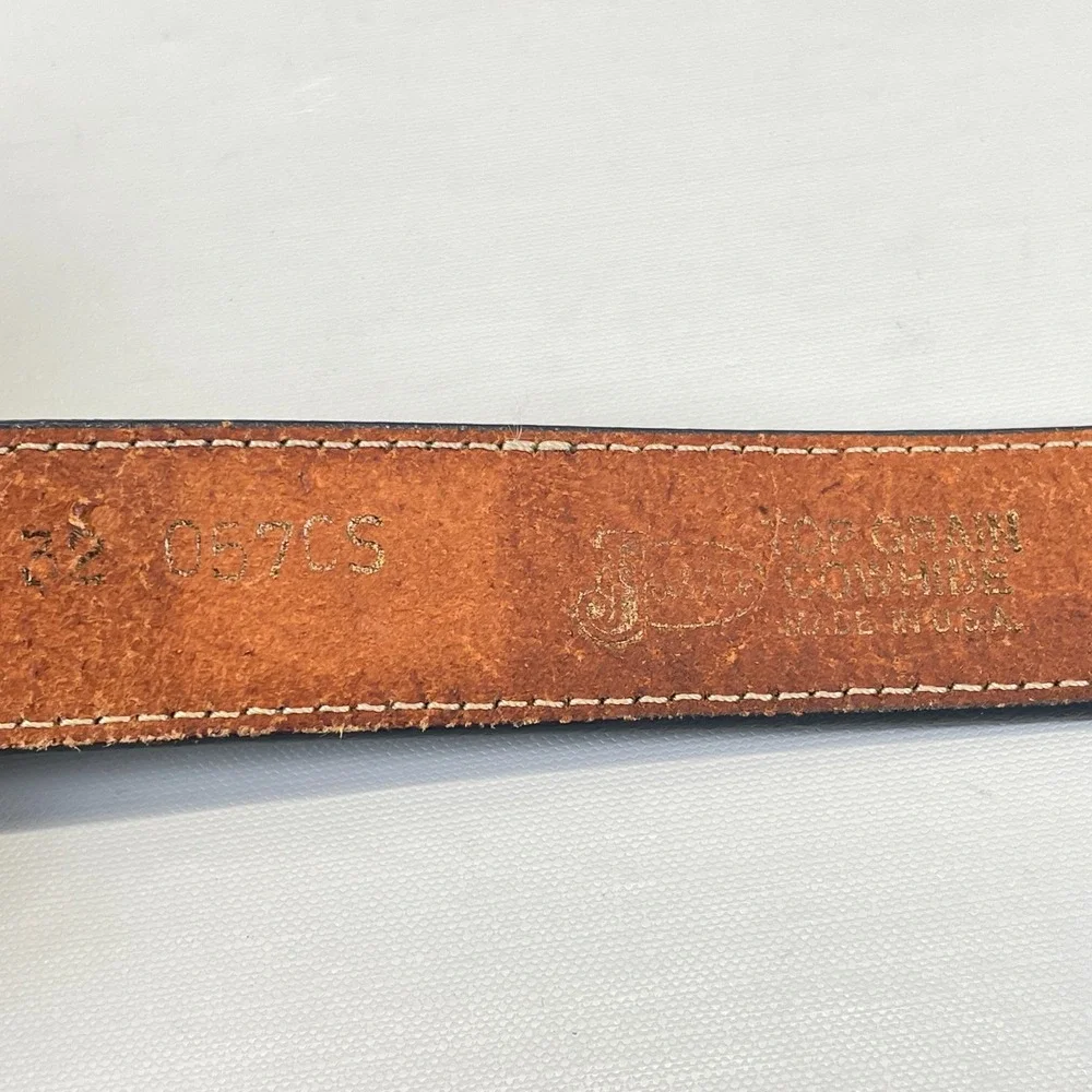 Justin Western Belt Mens Size 32 Gray Top Grain Cowhide Leather - Made in USA